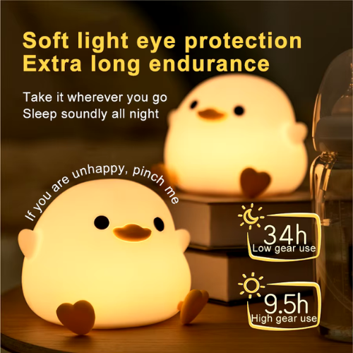 Xiaomi-luz LED nocturna con bonito pato Doudou, lámpara de silicona para niños, Sensor táctil, temporizador, recargable por USB, luz suave para el cuidado de los ojos