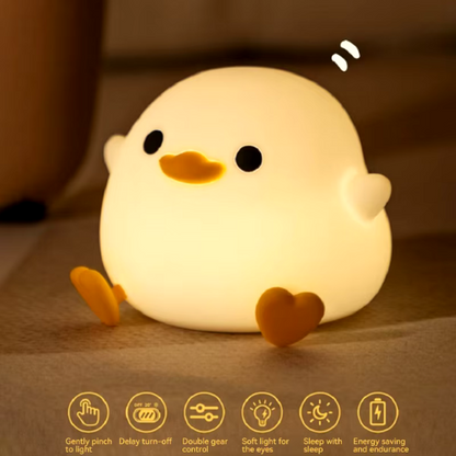 Xiaomi-luz LED nocturna con bonito pato Doudou, lámpara de silicona para niños, Sensor táctil, temporizador, recargable por USB, luz suave para el cuidado de los ojos